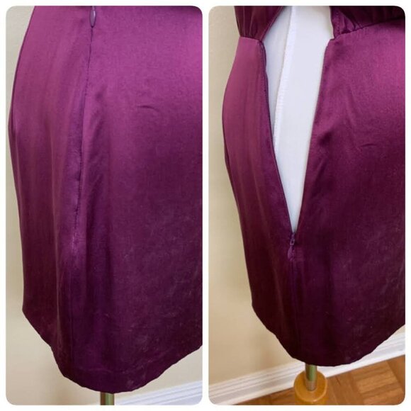 The Sei X REVOLVE Asymmetrical Draped Mini Silk Charmeuse Dress Sz 0 in Plum - Picture 5 of 10